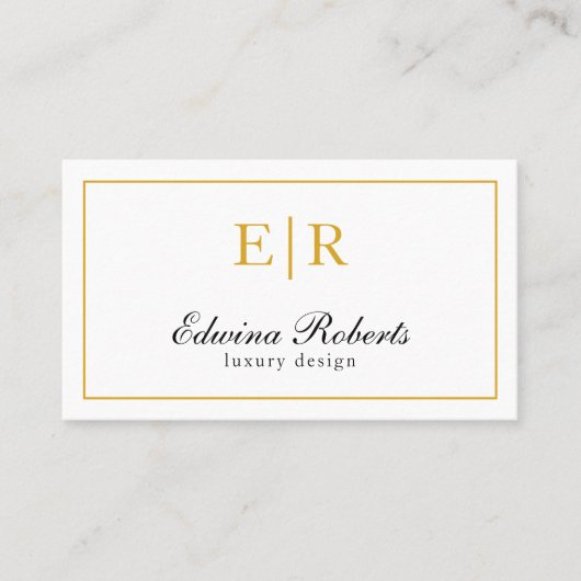 Elegant Gold en White Monogram Professional Visitekaartje (Voorkant)