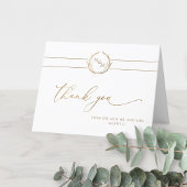 Elegant Gold en White Monogram Wedding Bedankkaart
