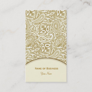 Elegant Gold en White Paisley Damask Visitekaartje