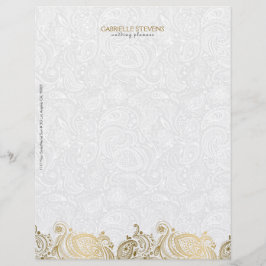 Elegant Gold en White Paisley Lace Gepersonaliseerd Briefhoofd
