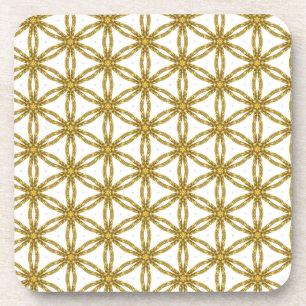 Elegant Gold en White Pattern Geometric Patten Bier Onderzetter