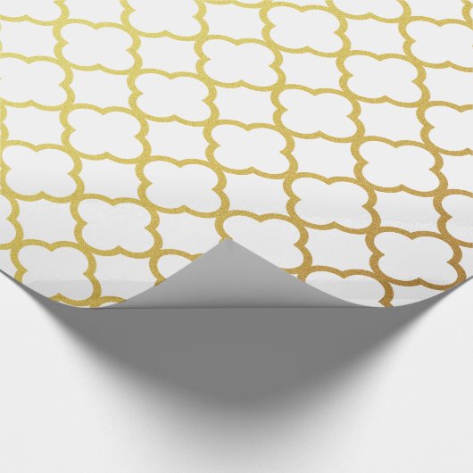 Elegant Gold en White Quatrefoil Geometric Cadeaupapier (Hoek)
