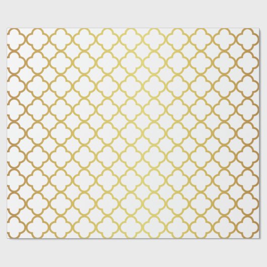 Elegant Gold en White Quatrefoil Geometric Cadeaupapier (Vlak)