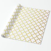 Elegant Gold en White Quatrefoil Geometric Cadeaupapier (Uitgerold)