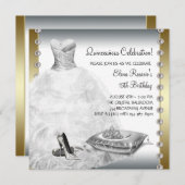 Elegant Gold en White Quinceanera Kaart (Voorkant / Achterkant)