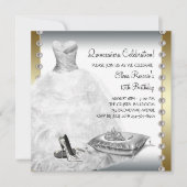 Elegant Gold en White Quinceanera Kaart (Voorkant)