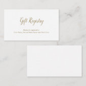 Elegant Gold en White Simple Gift Registry Shower Informatiekaartje (Voorkant / Achterkant)