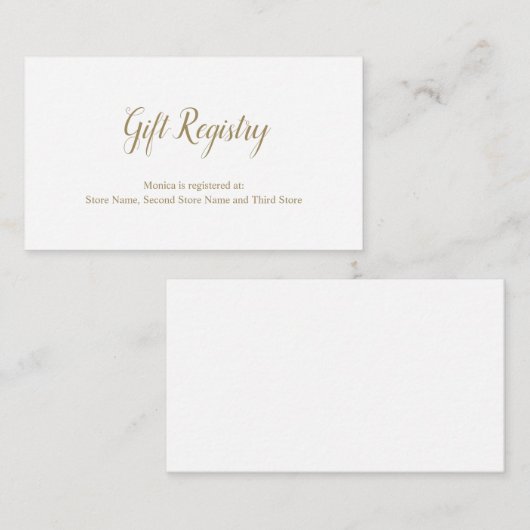 Elegant Gold en White Simple Gift Registry Shower Informatiekaartje (Voorkant / Achterkant)