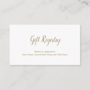 Elegant Gold en White Simple Gift Registry Shower Informatiekaartje