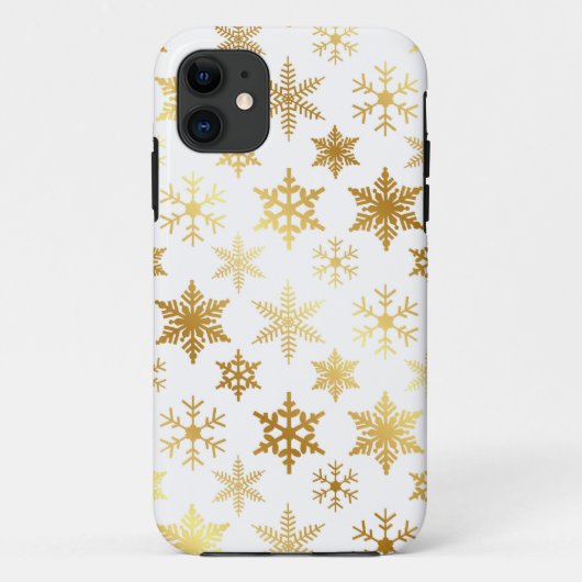 Elegant Gold en White Snow Flake iPhone Case (Achterkant)