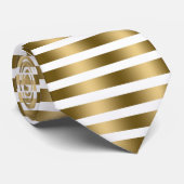 Elegant Gold en White Stripes Pattern Stropdas (Opgerold)