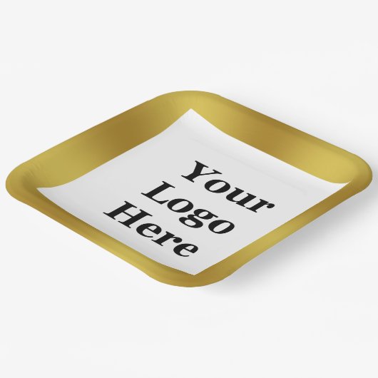 Elegant Gold en White Uw Logo hier Sjabloon Papieren Bordje (Gebogen)