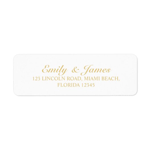 Elegant Gold en White Wedding Etiket (Voorkant)