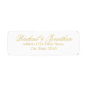 Elegant Gold en White Wedding Etiket (Voorkant)