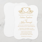 Elegant Gold en White Wedding Glam Kaart (Voorkant / Achterkant)