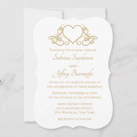 Elegant Gold en White Wedding  Glam Kaart (Voorkant)