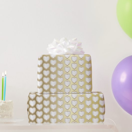 Elegant Gold en White Wedding Hearts Cadeaupapier (Feestgeschenken)