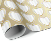 Elegant Gold en White Wedding Hearts Cadeaupapier (Rol Hoek)