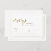 Elegant Gold en White Wedding RSVP Informatiekaartje (Voorkant / Achterkant)