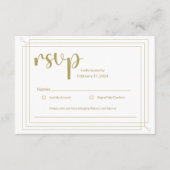 Elegant Gold en White Wedding RSVP Informatiekaartje (Voorkant)