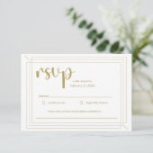 Elegant Gold en White Wedding RSVP Informatiekaartje (Staand voorkant)