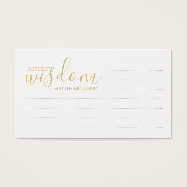 Elegant Gold en White Wedding Words of Wisdom Visitekaartje (Voorkant)