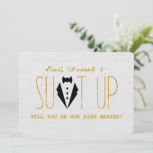 Elegant Gold en White ZULLEN U MIJN RING BEARER ZI Kaart (Staand voorkant)