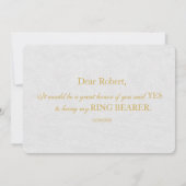 Elegant Gold en White ZULLEN U MIJN RING BEARER ZI Kaart (Achterkant)