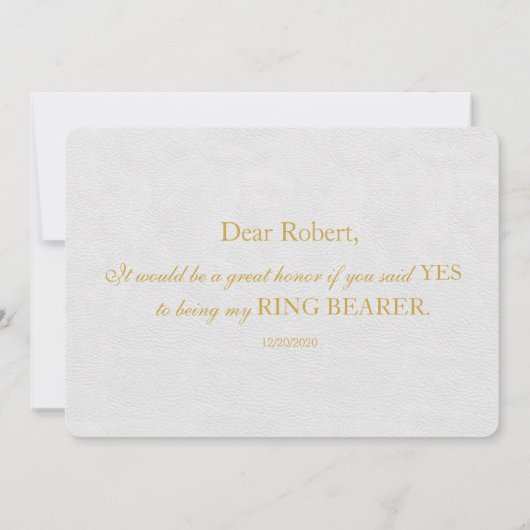 Elegant Gold en White ZULLEN U MIJN RING BEARER ZI Kaart (Achterkant)