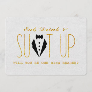 Elegant Gold en White ZULLEN U MIJN RING BEARER ZI Kaart