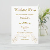 ELEGANT GOLD EN WITTE GLITTER BIRTHDAG KAART (Staand voorkant)