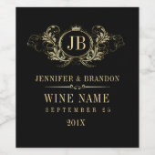 Elegant Gold- en zilver-Lijst met kroon Wijn Etiket (Enkel label)