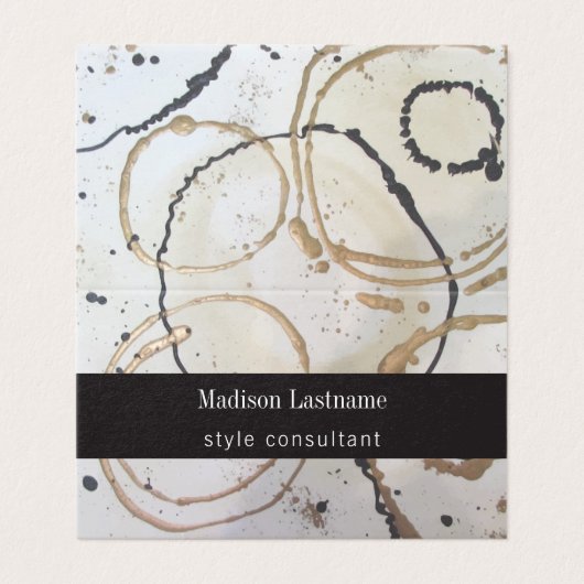 Elegant Gold en zwart Abstract Visitekaartje (Buitenkant ongevouwen)