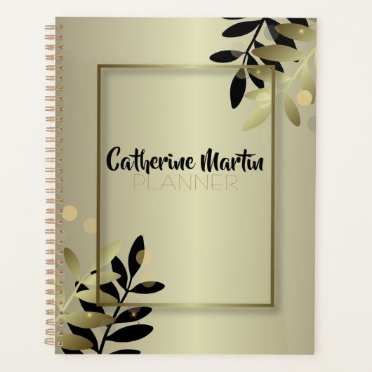 Elegant Gold en zwart goudlauw Lijst Planner (Voorkant)