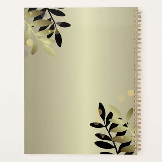 Elegant Gold en zwart goudlauw Lijst Planner (Achterkant)