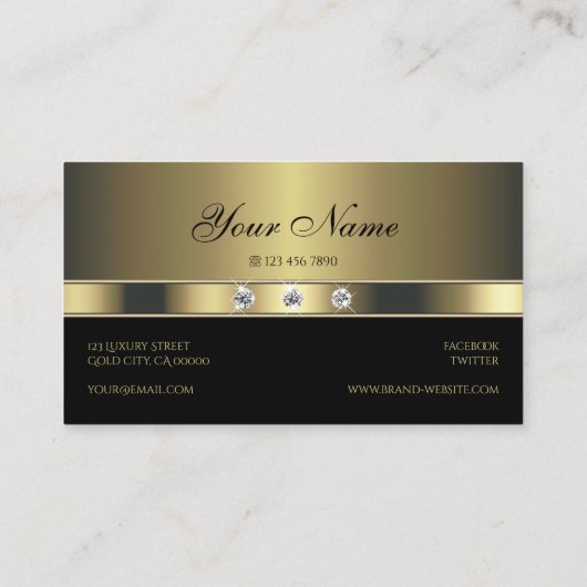 Elegant Gold en zwart met lumierige neushoorns Visitekaartje (Achterkant)