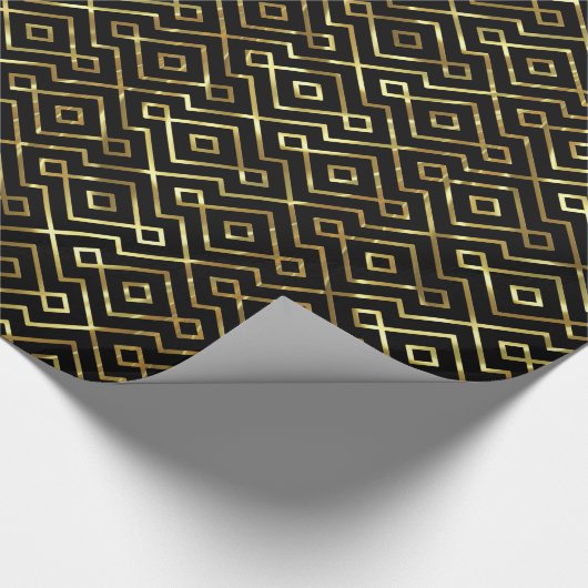 Elegant Gold en zwart naadloos geometrisch patroon Cadeaupapier (Hoek)