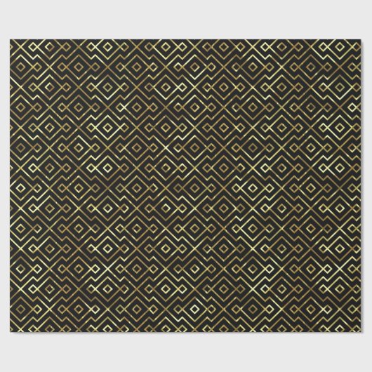 Elegant Gold en zwart naadloos geometrisch patroon Cadeaupapier (Vlak)