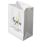 Elegant Gold en zwart, speciaal ontworpen Bridesma Medium Cadeauzakje (Voorkant Gekanteld)