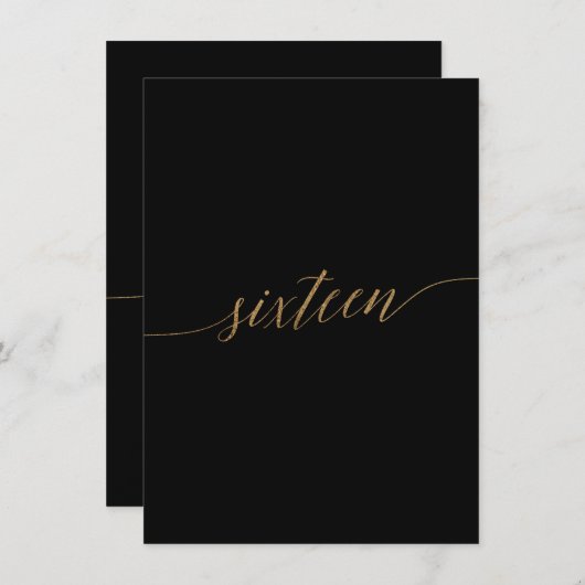Elegant Gold- en zwart-tabelnummer zestien (Voorkant / Achterkant)