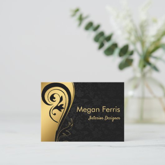 Elegant Gold en zwart Visitekaartje (Staand voorkant)