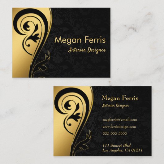 Elegant Gold en zwart Visitekaartje (Voorkant / Achterkant)