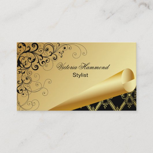 Elegant Gold en zwart Visitekaartje (Voorkant)