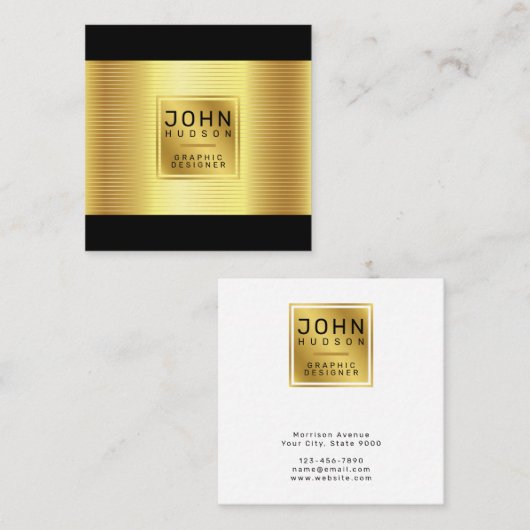 Elegant Gold en zwart Visitekaartje met goudlijn (Voorkant / Achterkant)