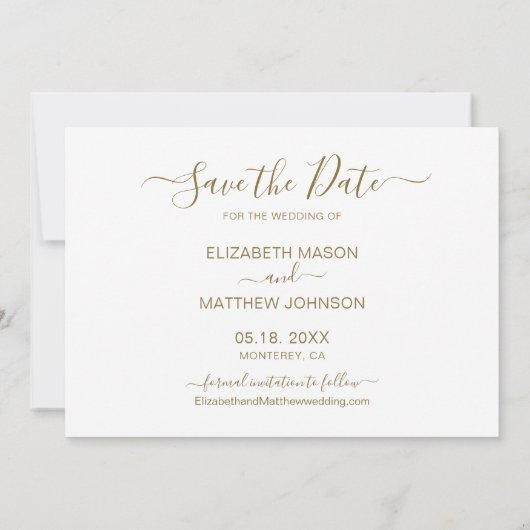 Elegant Gold en zwarte botanische fotocollage Save The Date (Achterkant)