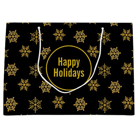 Elegant Gold en zwarte Feestdagen Groot Cadeauzakje (Voorkant)