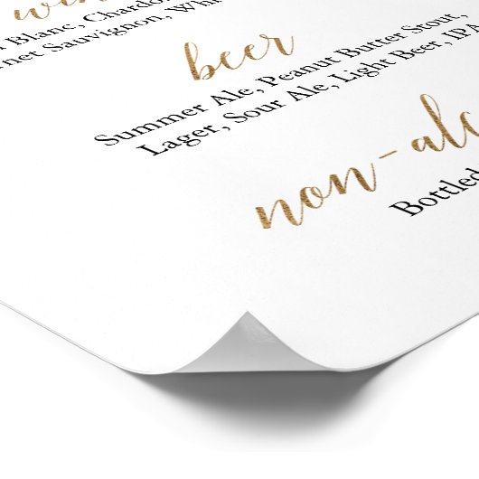 Elegant Gold en zwarte kalligrafie Het barteken Poster (Hoek)