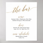 Elegant Gold en zwarte kalligrafie Het barteken Poster<br><div class="desc">Deze elegante gouden en zwarte kalligrafie is perfect voor een eenvoudige bruiloft. Het neutrale ontwerp is voorzien van een minimalistisch poster met romantische en grillige faux gouden folie-typografie. Personaliseer het teken met de drinken beschikbaar bij uw ontvangst. Opmerking: dit ontwerp is niet voorzien van echte gouden folie. Het is een...</div>