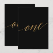 Elegant Gold en zwarte kalligrafie Tabel nummer éé Kaart (Voorkant / Achterkant)