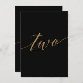 Elegant Gold en zwarte kalligrafie Tabel nummer tw Kaart (Voorkant / Achterkant)